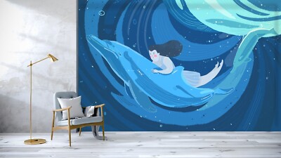 3D Animated Whale G2826 Wallpaper Wall Murals Removable Self-adhesive Honey