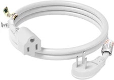 FIRMERST 1875W Flat Plug Extension Cord 3 Feet 14 AWG 15A White, 1 Pack