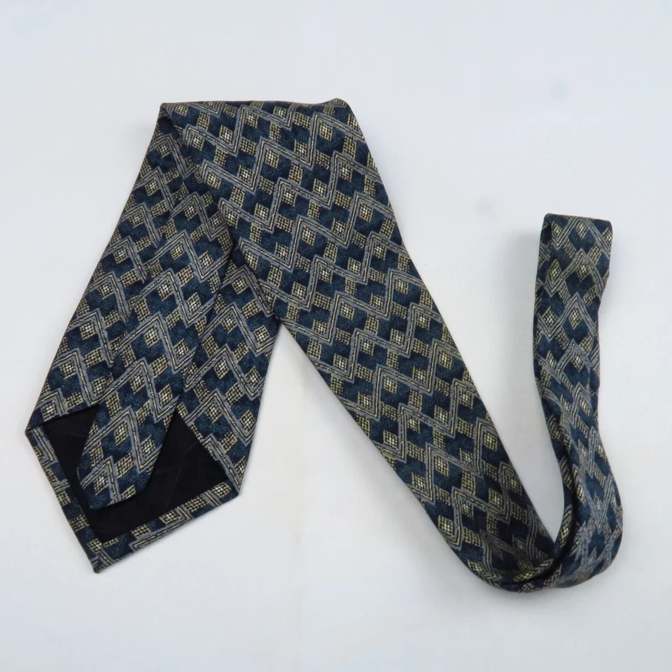 Vintage Guess American Classics Blue Gray Zig Zag Stripe Neck Tie 56x4 Modern - Image 4 of 4