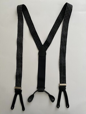 MEN  FABRIC SUSPENDERS. BLACK/GREY.NEW.
