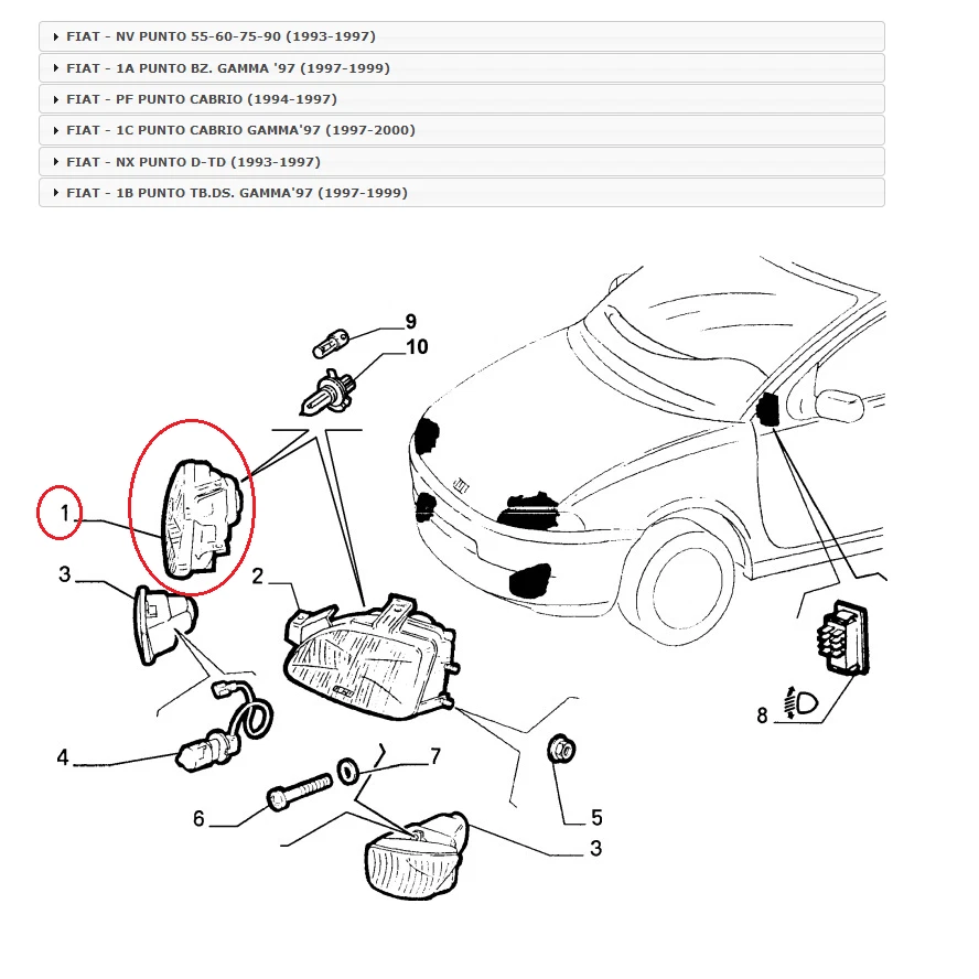 FARO LUCE ANTERIORE DESTRO FIAT PUNTO DEPO PER 46433209 Foto 2 de 4