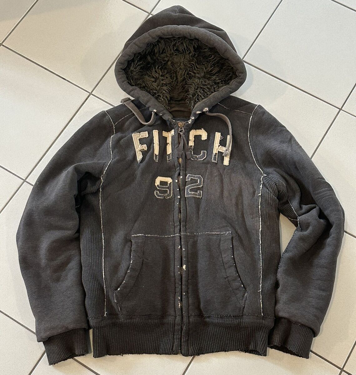 Abercrombie & Fitch Men's Wolf Jaw Jacket Fur Hoodie Size M Abercrombie & Fitch Men's Wolf Jaw Jacket Fur Hoodie Size M