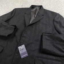 NEW Studio Suits Jacket Mens 58 Black Naples Tweed Sport Coat Blazer Bespoke