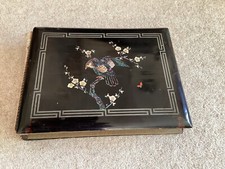 Vintage/ Antique Hand Painted Shibayama Japanese Black lacquer Photograph Album