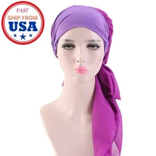 Women Cancer Head Scarf Chemo Hair Loss Hat Turban Pre-Tied Headwear Bandana New