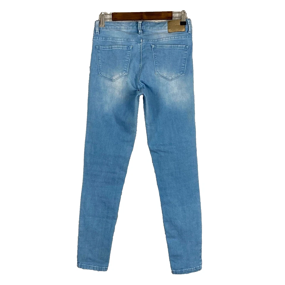 Vaqueros Anne Klein Mujer Alto Tiro Ajustados Tobillo Talla 2 Elásticos Lavado Ligero Denim Foto 3 de 4