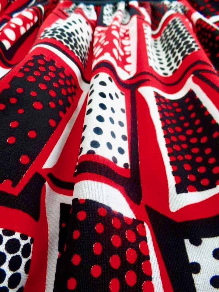 Vestido maxi vintage anos 70 Lee Morton Mod hippie vermelho bolinhas P M - Imagem 2 de 4