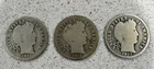 Barber Dimes 1912 & 1913 Circulated Lot of 3, Denver Mint, Silver