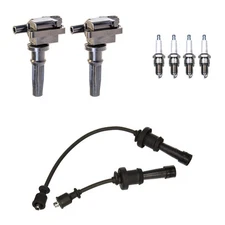 Denso 2 Ignition Coil Wires 4 Nickel Spark Plugs Kit For Santa Fe Sonata L4 FI