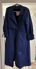 London Fog Maincoat Women Blue 12 Some Stains See Pics No Belt Good Condition
