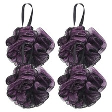 4Pcs Bath Sponges for Shower, 30G Body Scrubber for Daily Cleaning, Purple