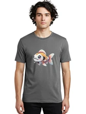 Robot-Goldfish-1 Mens Graphic Tee, 100% Cotton, Casual Summer Wear