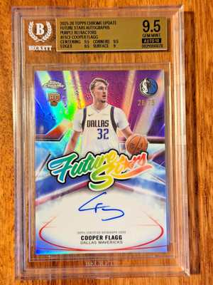 2025-26 Topps Chrome Update - COOPER FLAGG - SP Autograph Purple /75 BGS 9.5/10