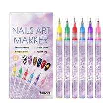 Nail Polish Pens 6 Color Fine Tip Quick Dry Design Markers Nail Paint Pens