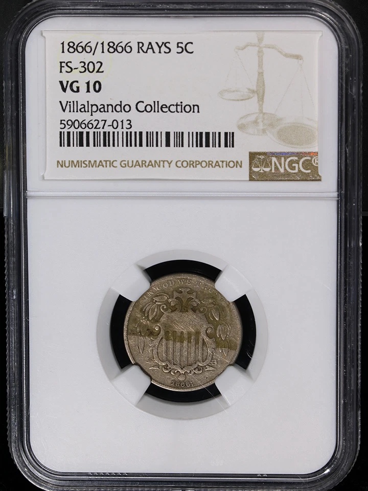 1866/1866 Shield Nickel Rays NGC VG10 FS-302 Nice Eye Appeal Nice Strike - Image 3 of 4
