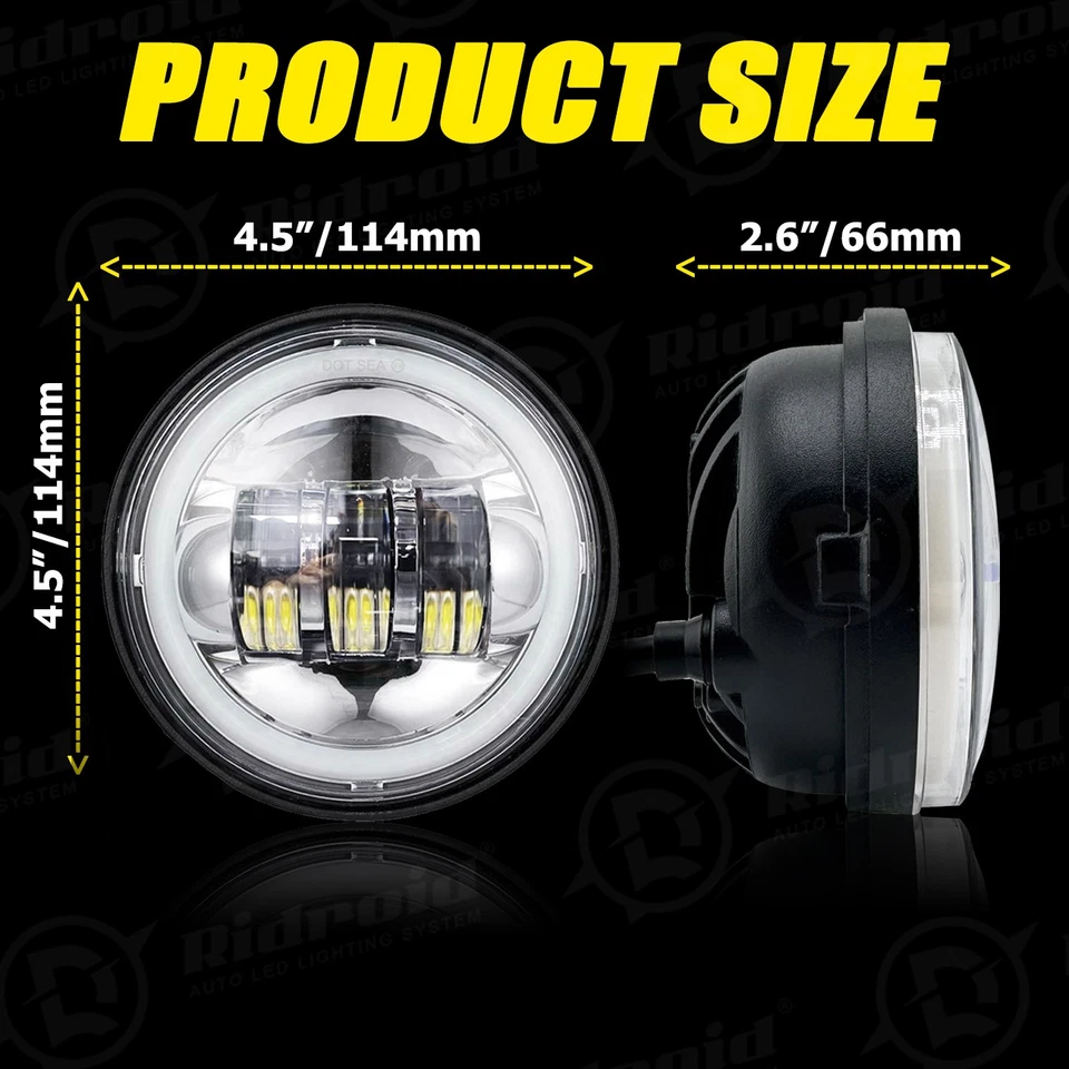 Combo de faros LED de 7" y luces antiniebla de 4,5" para Honda Shadow 1100 VT1100 Foto 3 de 4