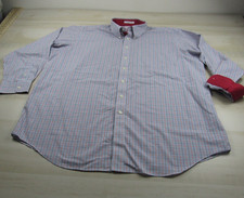 Paul Fredrick Shirt Mens 19 37 3XL Blue Red Button Down Dress Non Iron Two Ply