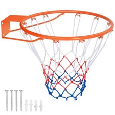 15" Basketball Rim Wall Door Mounted Basketball Hoop w/ All Weather Net