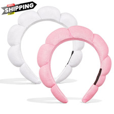 Ayesha Hairband, 2pcs Spa Headband for Women - Bubble One Size, white pink