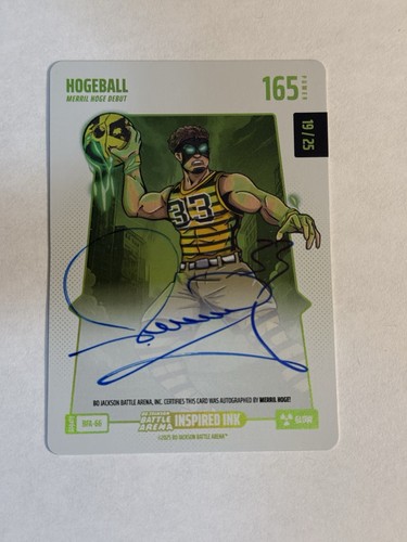 HOGEBALL (Merril Hoge) OnCard Autograph Bo Jackson Battle Arena (GLOW) /25
