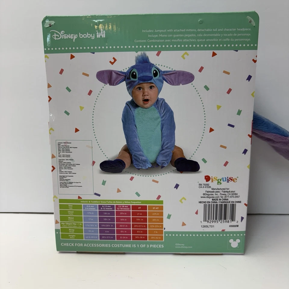 Fantasia de bebê Disney Store Stitch chapéu lilo e ponto pelúcia macia 12-18 M - Imagem 4 de 4