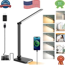 Touch Control LED Desk Lamp with USB Ports - 5 Color Modes Eye-Caring Design