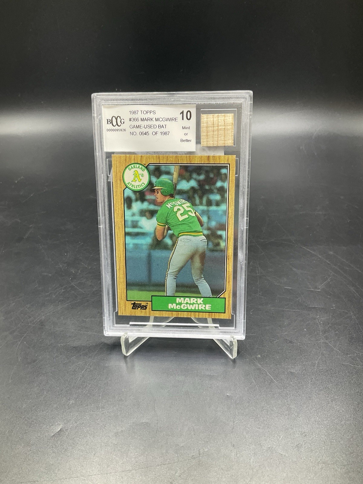 1987 Topps mark McGwire #645/1987 BCCG 10-Game Used Bat-Free Shipping