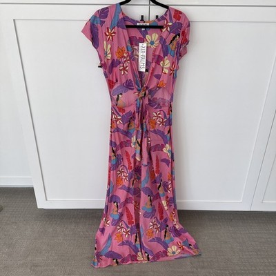 Nineteen Palms XIX Palms Kohala Cut Out Maxi Dress Hawaiian print Size Small NWT