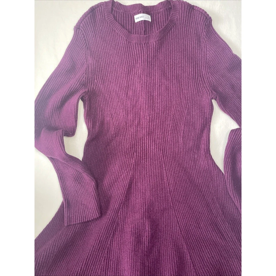 Nine West Burgundy Knit Sweater Dress Midi Size XL - Image 2 of 4