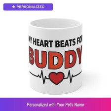 Custom Pitbull Pit Bull Paw Print Heartbeat Mug Personalized Pet Name Coffee Cup