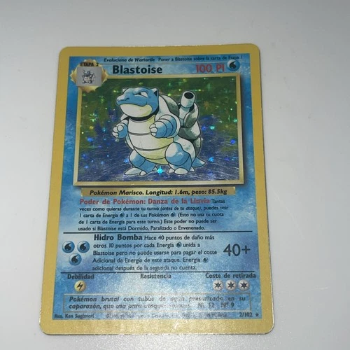 Blastoise 2/102 Spanish Holo Rare Base Set Unlimited Pokemon Card MP