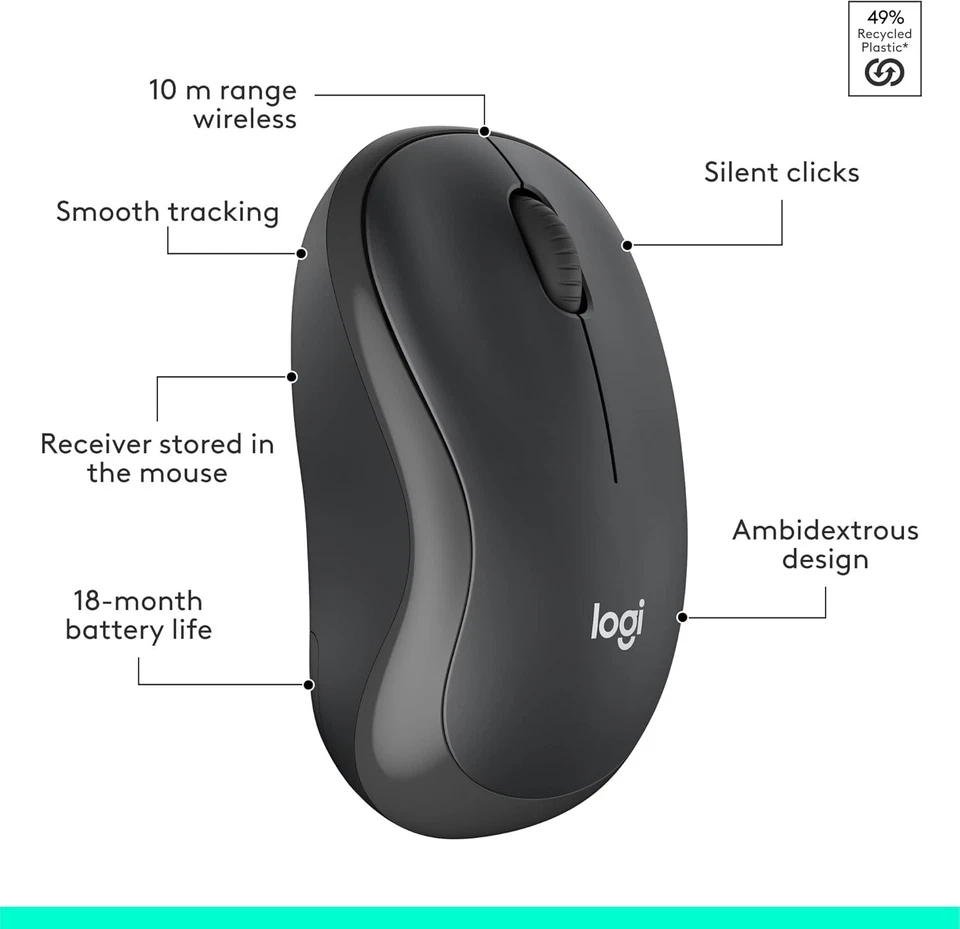 Logitech MK295 Wireless Mouse & Keyboard Combo with SilentTouch Numpad Graphite - Image 4 of 4