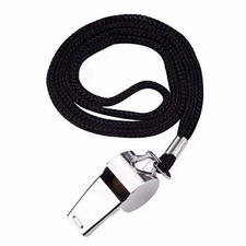 Whistle Referee Football Sports Metal Silver Rope Keyring School Rugby Pack 2 