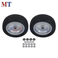 13X5.00-6 In Lawn Mower Tire & Wheel Flat Free 3.4' Axle Hole Solid Wheel 2-Pack