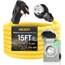 50 Amp Generator Cord Power Inlet Box Heavy Duty15FT Generator Extension Cord