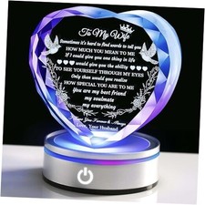 Gifts for Wife with LED Base, Romantic Crystal Keepsakes To My Wife 1 Light