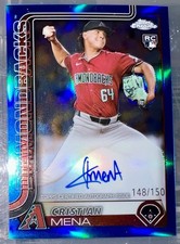 Cristian Mena Diamondbacks 2025 Topps Chrome (RC) Auto Blue Refractor/150