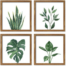 Artbyhannah Framed Bathroom Wall Art Decor, 10X10 Inch 4 Pack Botanical Gallery