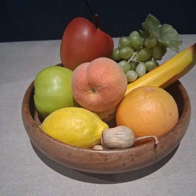 Vintage Deko Kunststoff Obst 7 Stück und Schale
