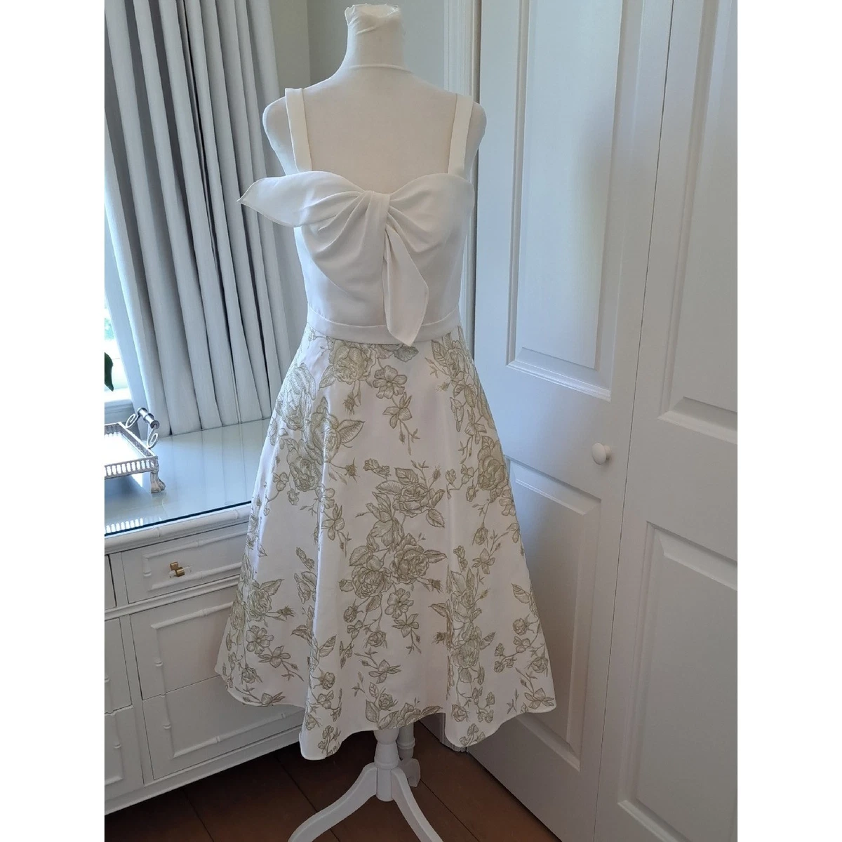 marchesa white short dress Marchesa Notte Floral Eyelet Tiered Cocktail Dress Ivory 6