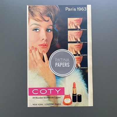 1963 COTY Lippenstift Paris New York London 60s retro Vintage Ad Werbung Reklame