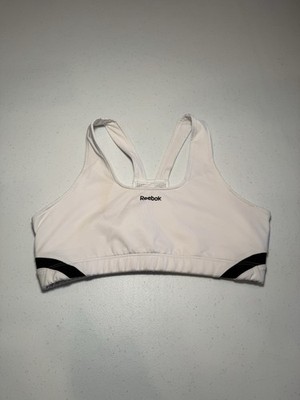 Reebok Sports Bra Womens Medium White Athletic Stretch Gym Workout Jogging