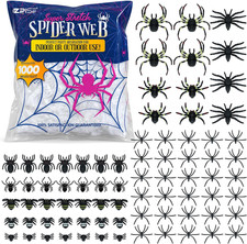 Halloween Spider Webs Decorations 1000 Sq Ft with 77 Fake Spiders Indoor Outdoor
