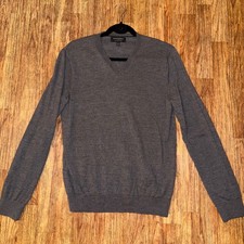Banana Republic V-Neck Sweater Men's 100 Merino Wool Gray Size S Preppy School