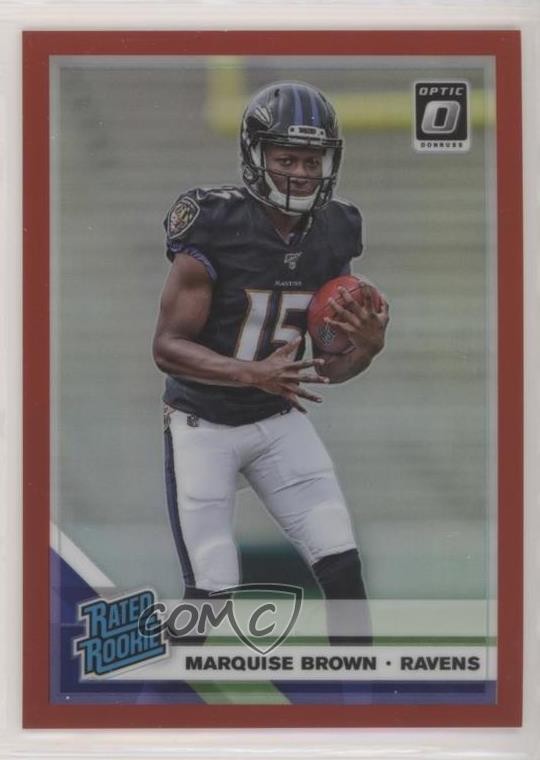 2019 Panini Donruss Optic Rated Red Prizm 75/99 Marquise Brown Rookie RC 7b5