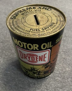 VTG Drydene Motor Oil 5.5" Coin Piggy Bank Supreme Multi-Vis XHD One Quart Can