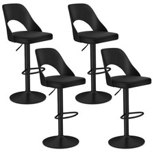 Bar Stools Set of 4 w/Enlarged PU Leather Seat Footrest Swivel Bar Chairs