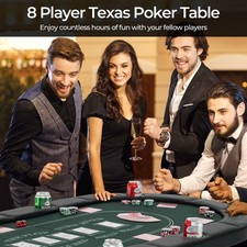 Foldable Poker Table 8 Player 182CM Oval Deep Portable Card Board Game Table