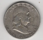 1950 D FRANKLIN HALF DOLLAR 90% SILVER DENVER MINT .50¢ UNITED STATES OF AMERICA