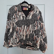Vintage 80s 100 Silk Animal Print Jacket Womens L Abstract Boho